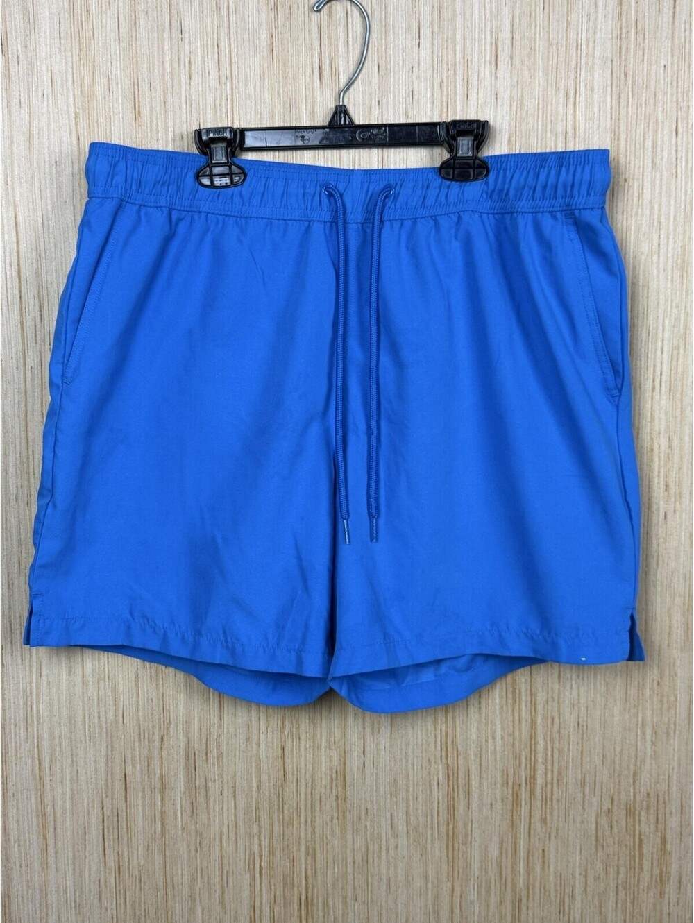 George Swim Trunks Mens Large Blue Solid Swim Shorts Mesh Lined Drawstring
